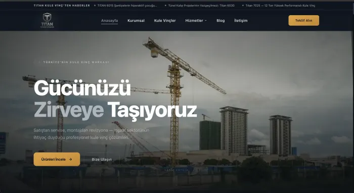 Titan Kule Vinç web sitesi