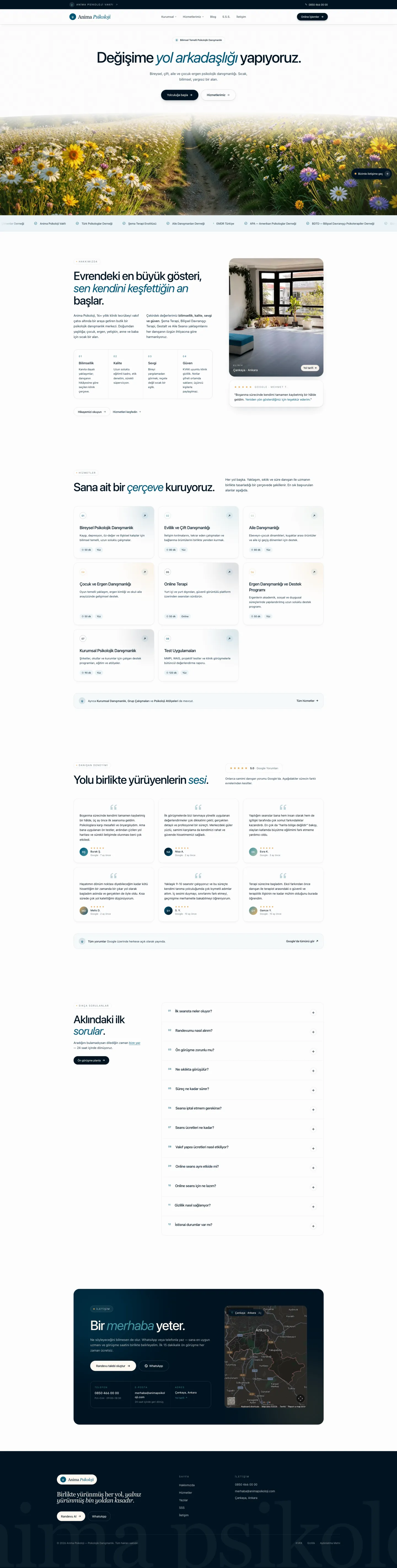 Anima Psikoloji web sitesi